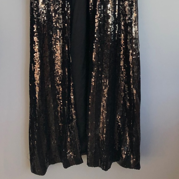 Designer Sequin Open Front Long Cardigan Coat Sheer Jacket for Party - Picture 2 of 7